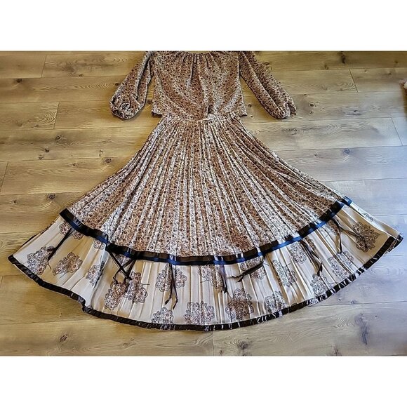 Vintage 70s Chessa Davis Skirt Set Prarie Brown Medium - Picture 10 of 12